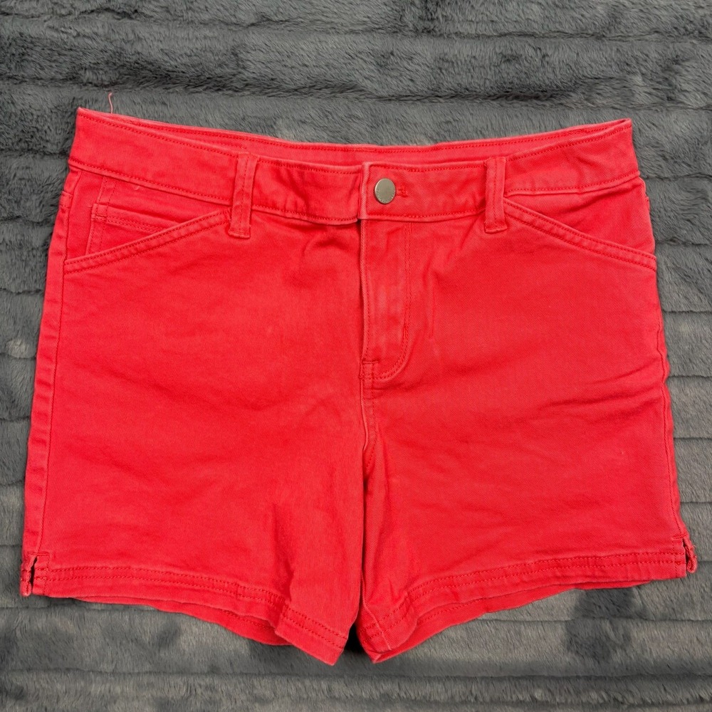 Calvin Klein Jeans Womens Size 28 Coral Red Denim Shorts Stretch Mid Rise Summer